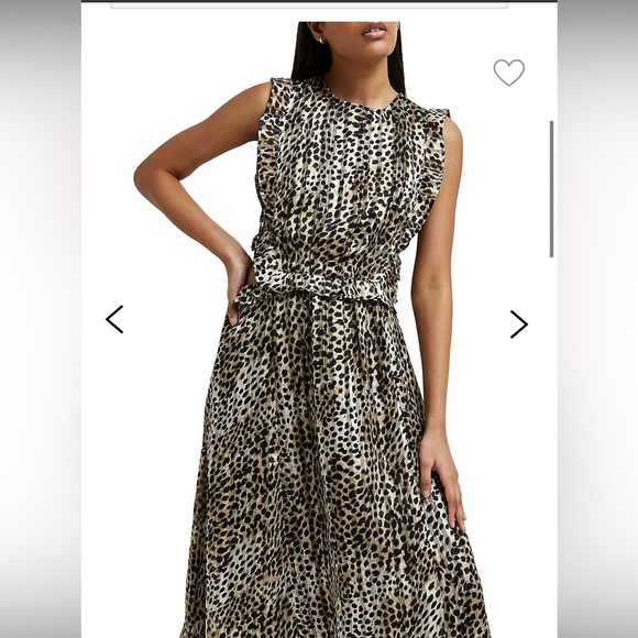 NWT River Island leopard maxi dress with ruffles and cut out sides - Picture 2 of 12